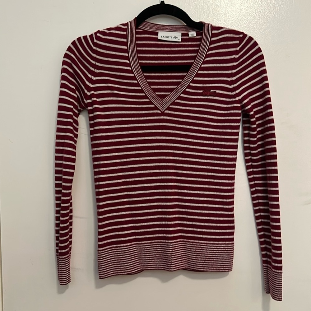 Long sleeve red and white stripe
